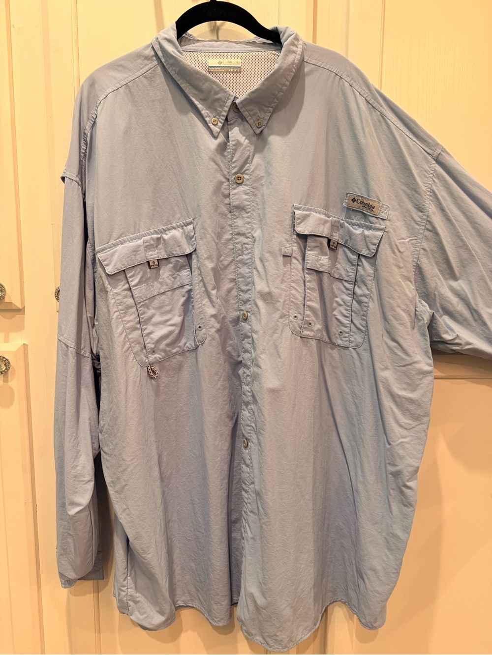 Size 4XLT Columbia Light Blue Men's Fishing Shirt